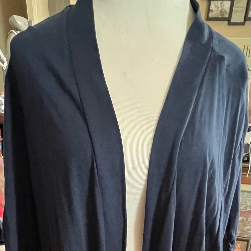 Plus Size Navy Long Open Cardigan 3X
